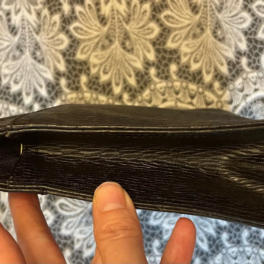 Valentino Garavani Black and Gold Textured Clutch
